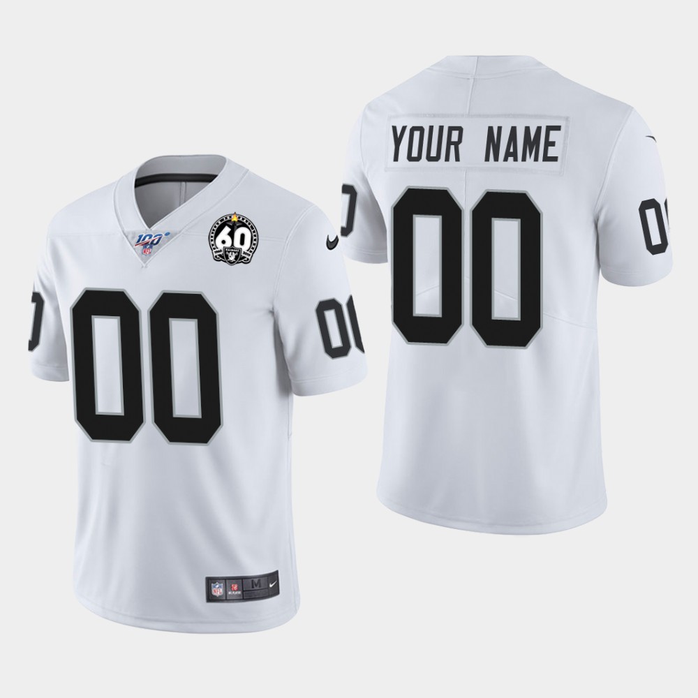 Men's Raiders ACTIVE PLAYER White 100th Season With 60 Patch Vapor Limited Stitched NFL Jersey